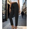 Women's Casual And Fashionable Color Pleated Straight Leg Rolled Up Casual Pants