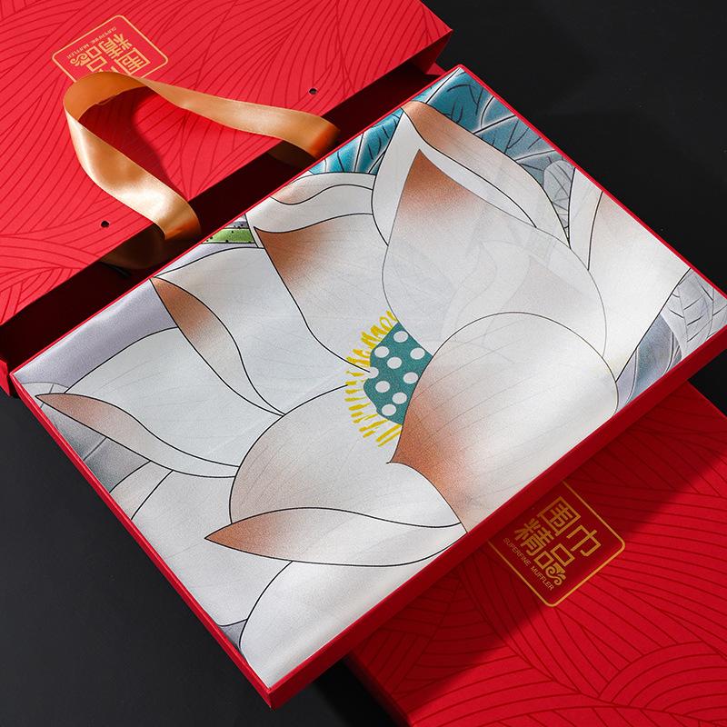 Lotus Silk Silk Scarf, Women'S Versatile Mulberry Silk Scarf, Long Medium Mother Shawl, Spring And Autumn High-End Medium