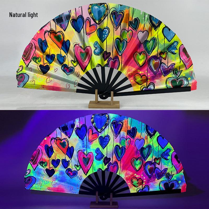 Leuchtender faltbarer Kung-Fu-Party-Fächer mit UV-fluoreszierender Leuchtkraft