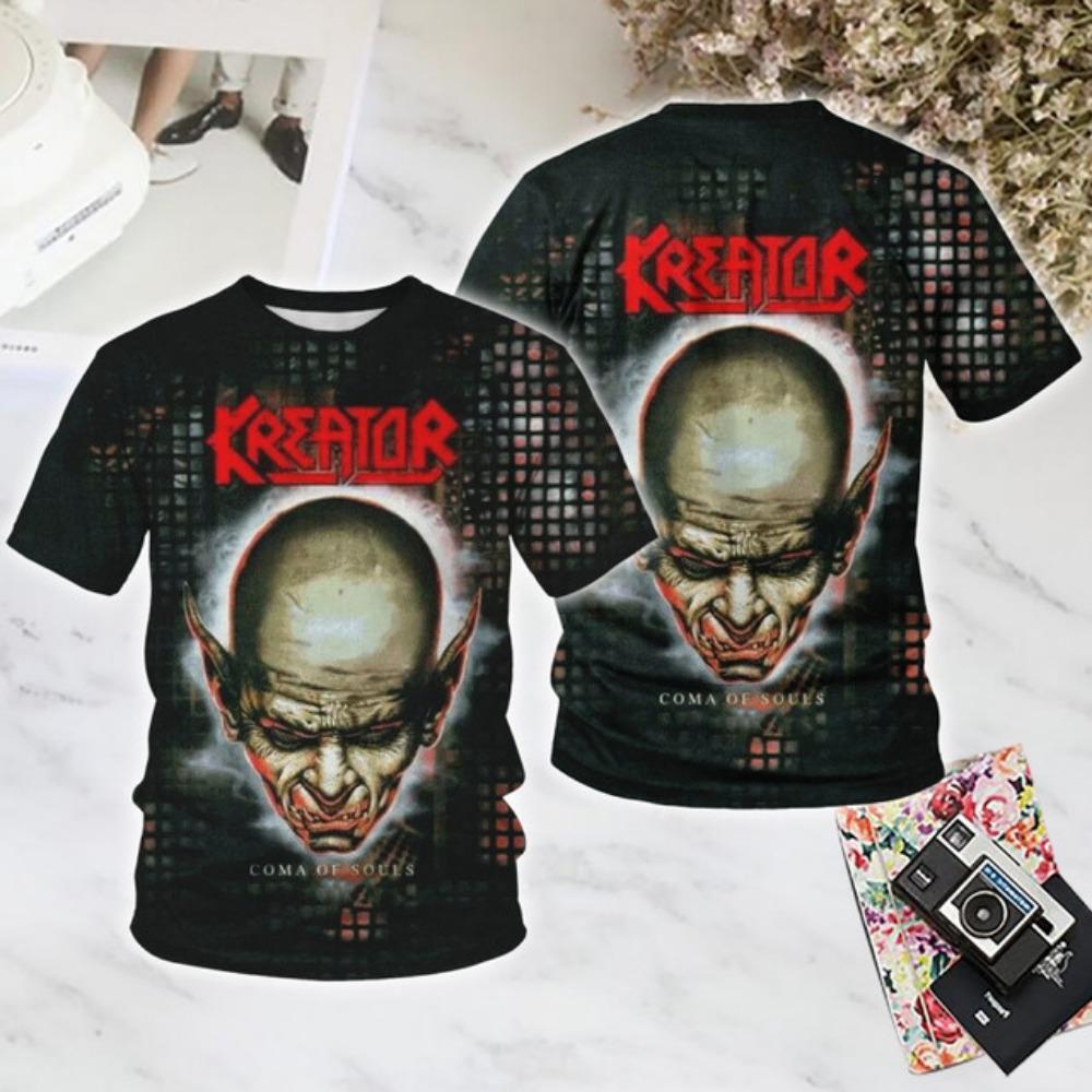 Popular Rock Kreator 3D Print T-Shirts Men's Women Short Sleeve Round Neck T Shirt Harajuku Hip Hop Top Tees Unisex Clothing