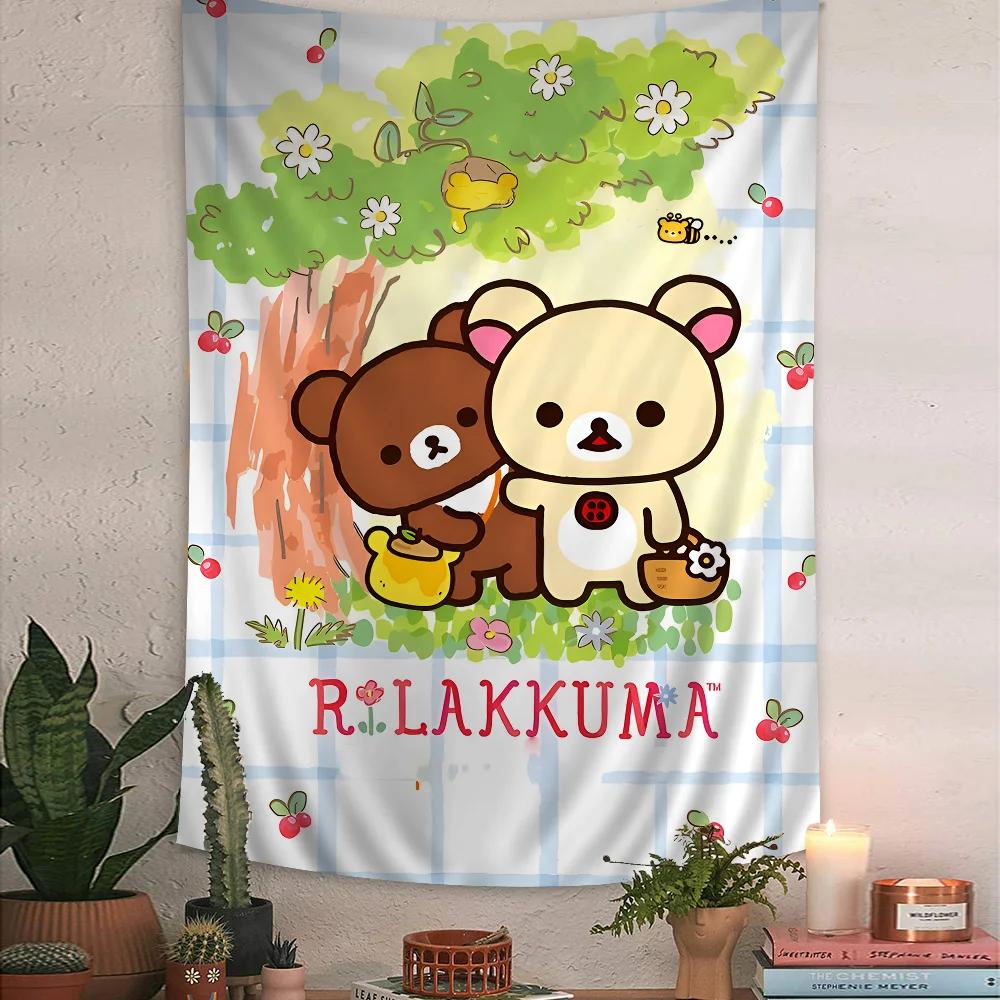 

VIKAMA Boho Lazy Bear Tapestry Japanese Kawaii Cartoon Wall Hanging Bedroom Home Aesthetic Wall Decor 74x94cm(29x37in)