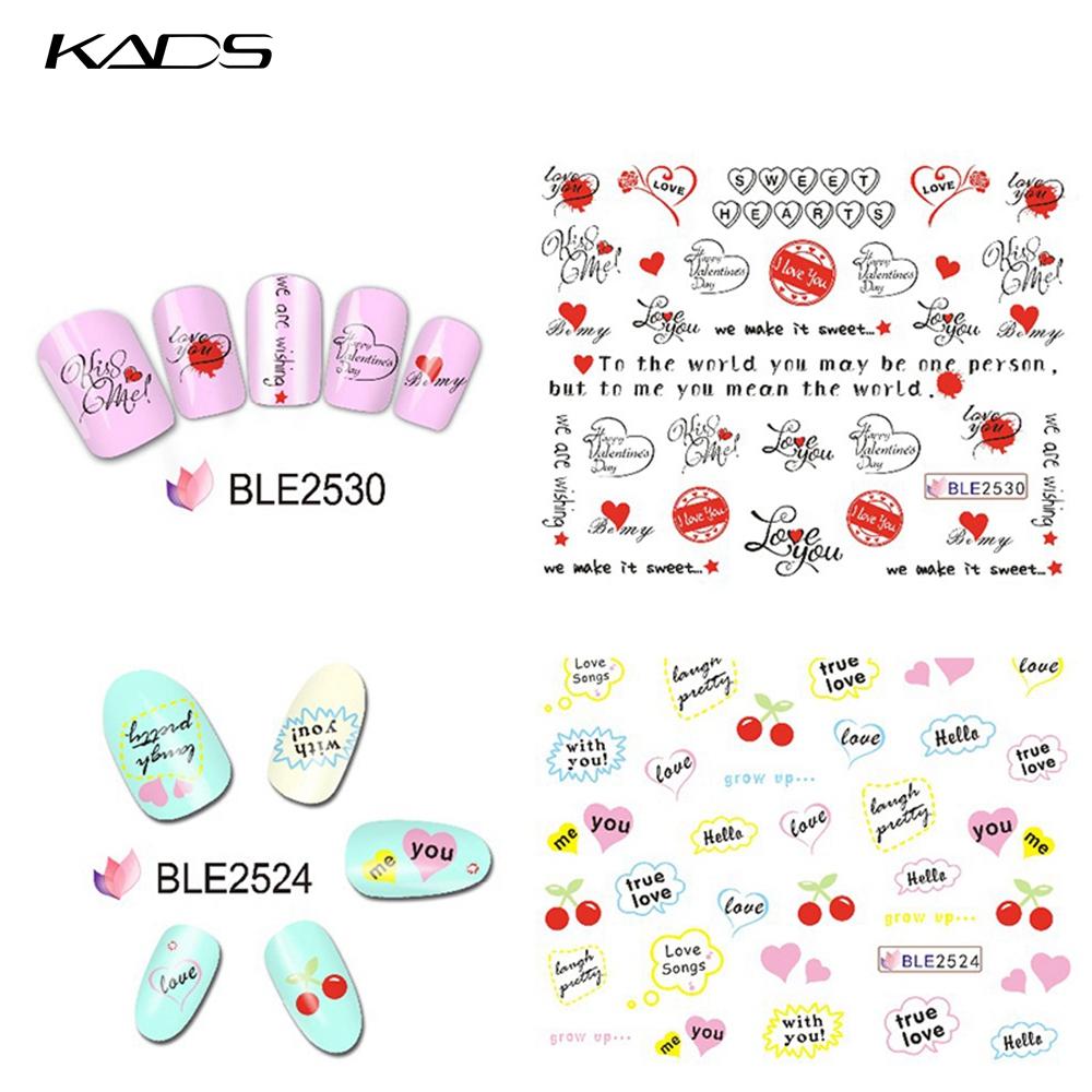 kads 11pcs/set Valentines Lips Love Series Design DIY Nail Art Stickers Water Transfer Decal Sticker Wraps