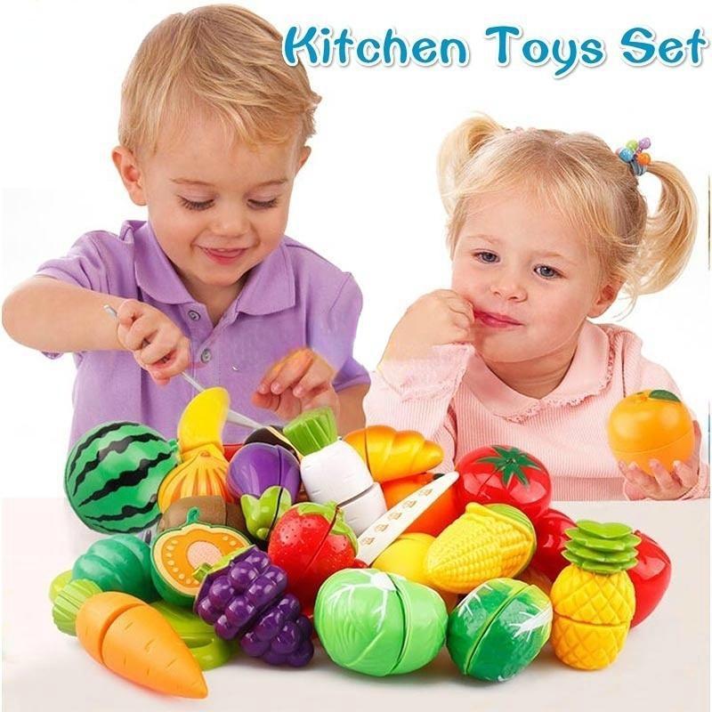 

Новый набор имитационных продуктов Фрукты Овощи Детская кухня Игрушки для ролевых игр Для детей Нарезка Приготовление пищи Игра с едой Подарок для девочек и мальчиков