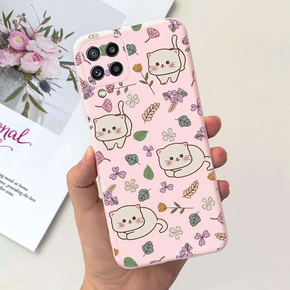 Custodia per Telefono Samsung Galaxy M22 Samsung M22 F22 SM-M225F E225F Gatto Carino Cartone Animato Colore Caramella Silicone Morbido Copertura Posteriore