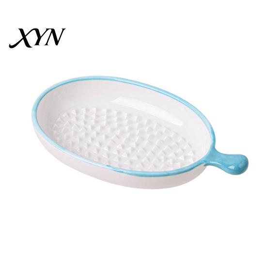 Ceramic Garlic Grater Plate for Food Prep, Multifunctional Ginger Grinder Bowl Mincer Dish, Non Slip Masher Cheese Nutmeg Grinding