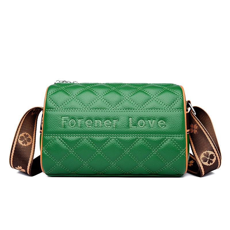 

Женская сумка новая мода вышивка нить цилиндрическая сумка большая вместимость широкий плечевой ремень одноплечная сумка-мессенджер зелёный