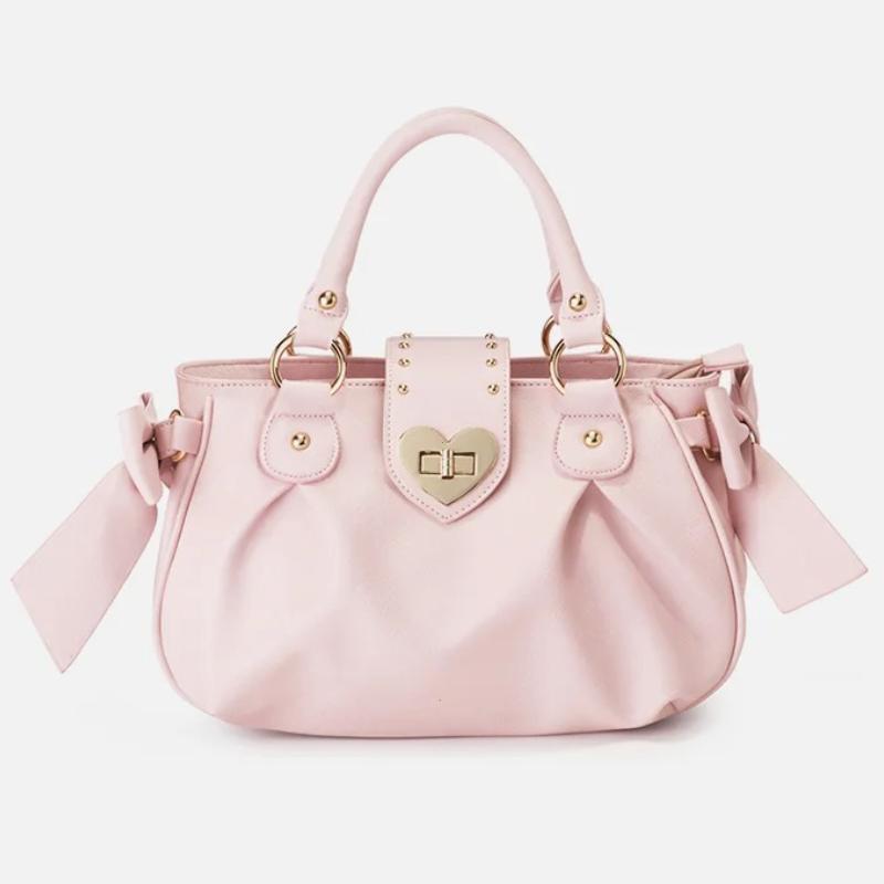 Harajuku Bow Pink Hand Bag Purse Women Japanese Style Soft Casual Crossbody Bag Ladies Sweet Cute Large Capacity Shoulder Bags