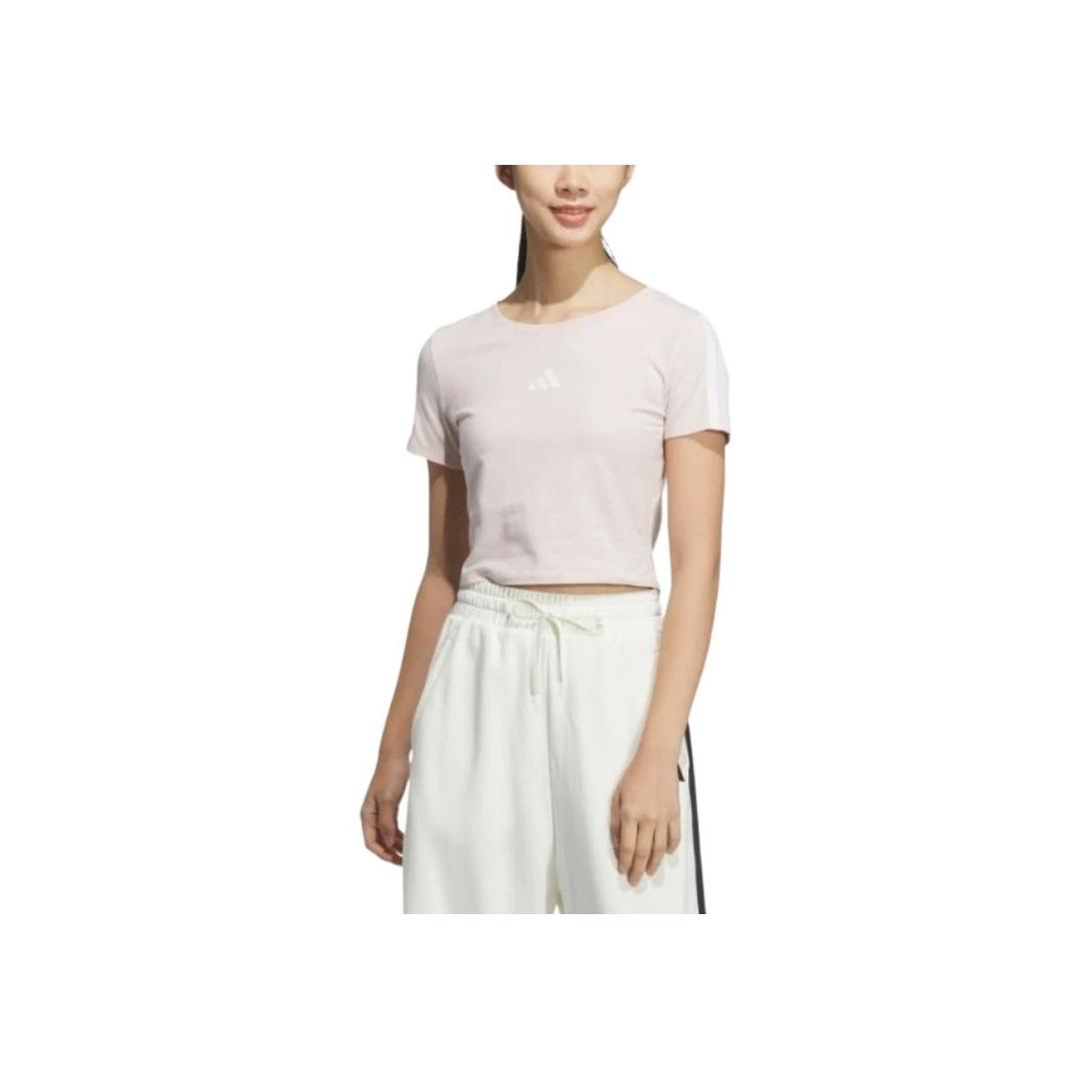 

Adidas Модная Удобная Футболка с Коротким Рукавом и Круглым Вырезом Женские Топы Фиолетовый Розовый JZ2314 XS