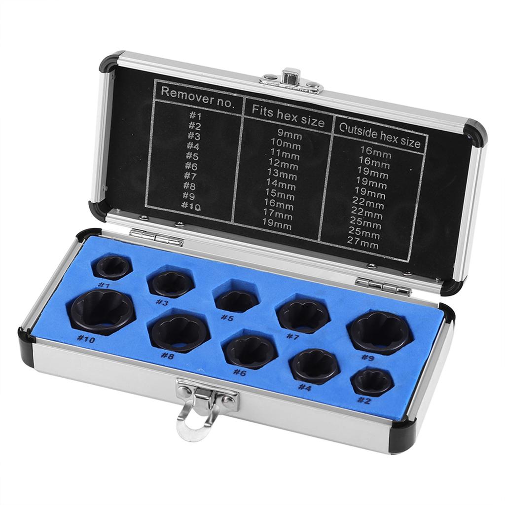 10 stück Beschädigt Bolzen Mutter Schraube Remover Extractor Entfernung Set Threading Werkzeuge Kit