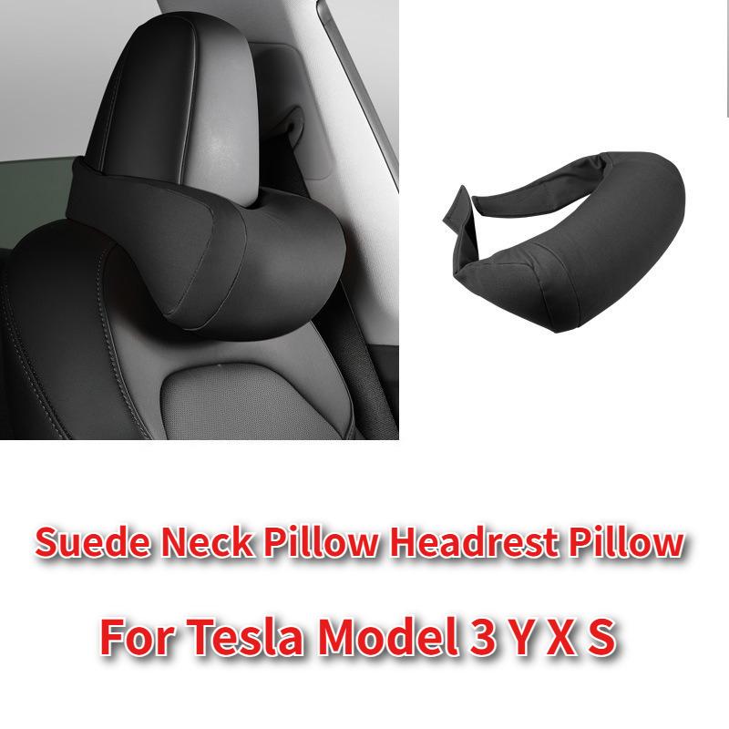 For Tesla Model 3 Y X S Neck Pillow Headrest Pillow Suede Seat Headrest Cushion Auto Seat Head Support New ModelY Accessories