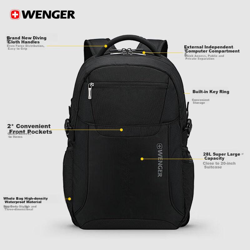 WENGER 17.3-Inch Laptop Bag, Business Backpack, Schoolbag for Men, Large Capacity Travel Bag