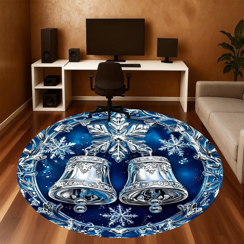 1PC Bells Snowflakes Office Round Area Rug, Under Office Chairs Bedroom Living Room Home Decor,Carpet for Office, -1110179