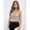 Trendy European And American Sexy V Neck Strapless Sequin Loose Short Pullover Top Women Tank Top Stylish Blouse 