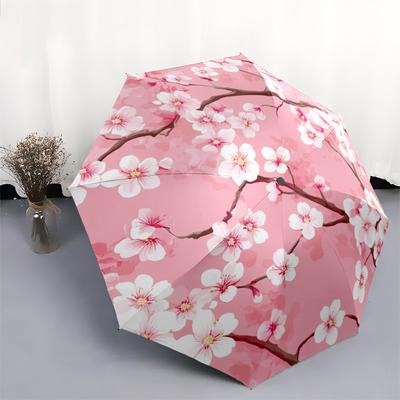 Flower Cat Pattern, Automatic Folding Umbrella, Portable and Foldable Design, 8 Ribs, a Christmas or Birthday Gift.