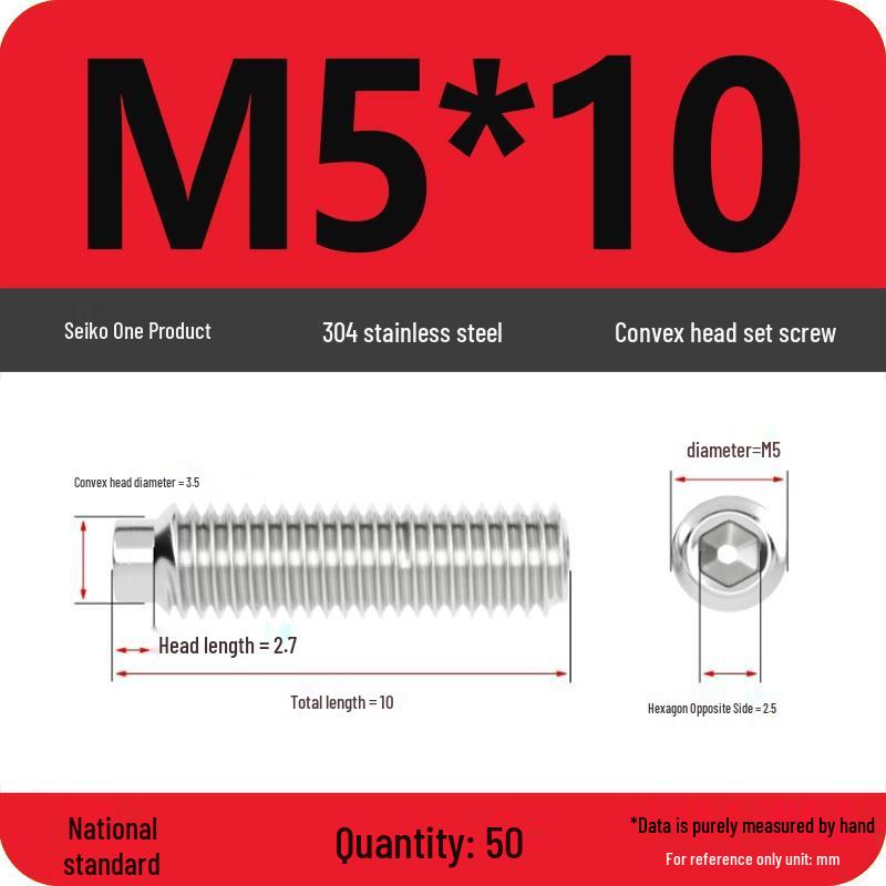 304 Stainless Steel Cup Point Grub Screw - Sizes M3 To M10