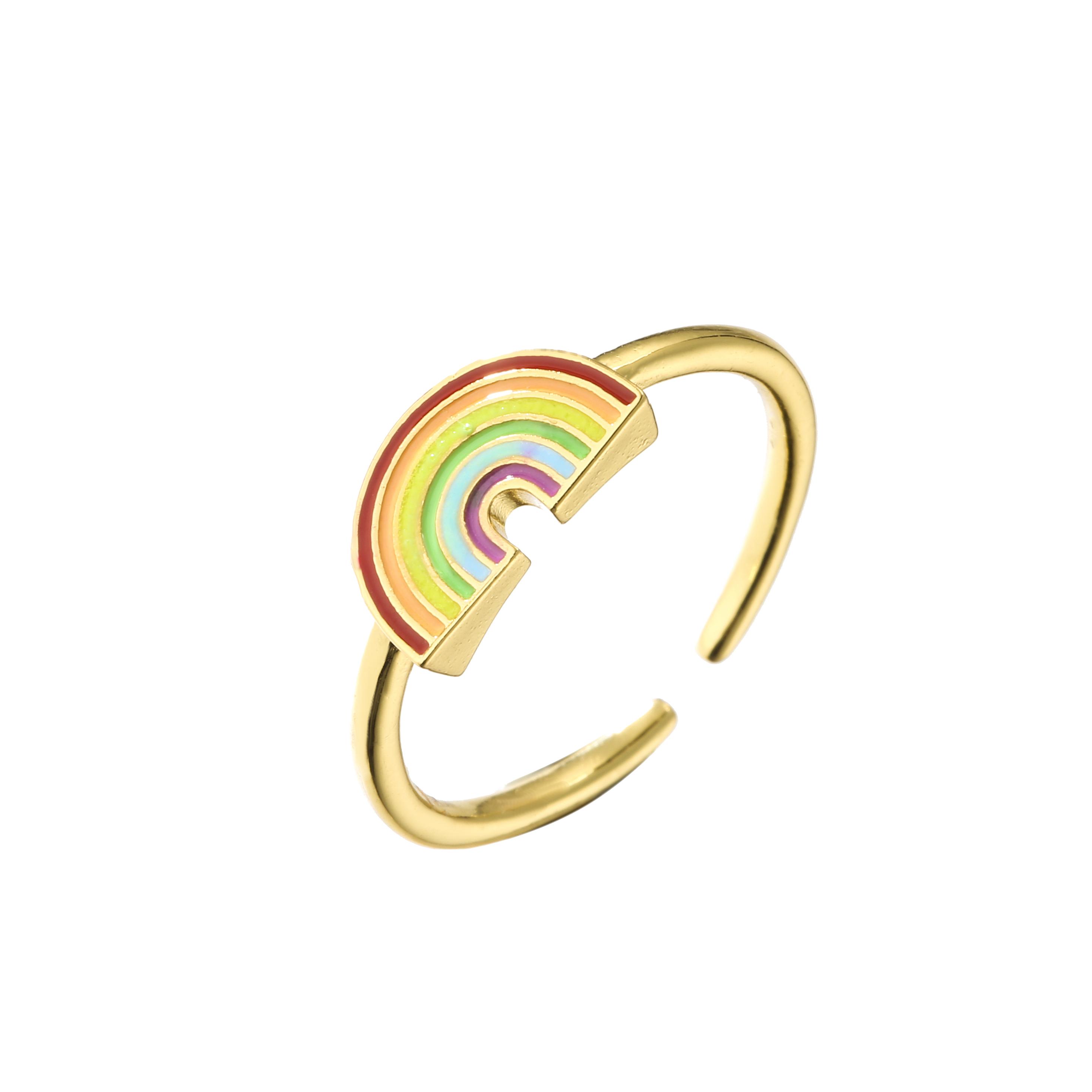 

Rainbow Rings,Colorful Geometry wedding Engagement Ring femme Women for ring party gift charm Rhinestone ins Zircon resizable