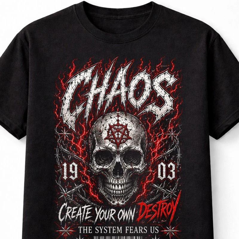 Chaos Create Your Own Destroy Skull Graphic Unisex TShirt S