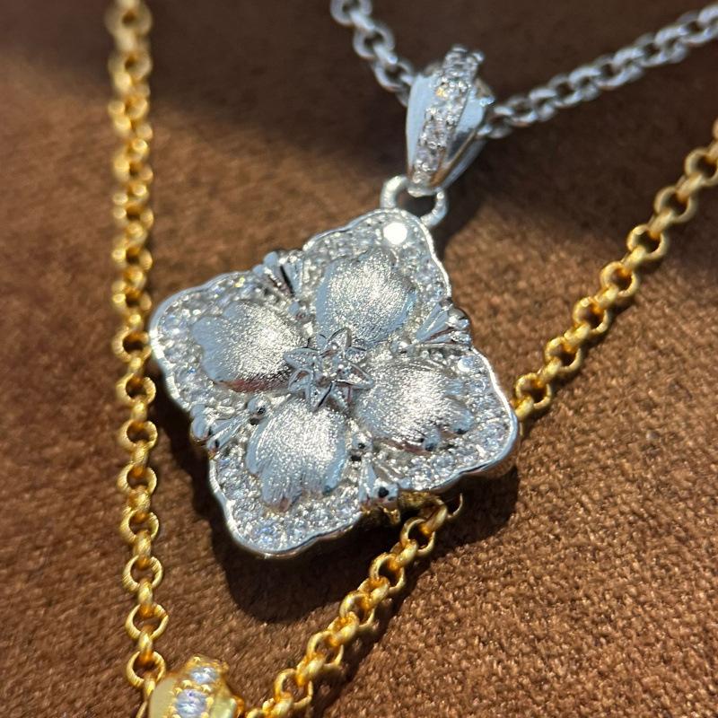 Bubu Wind Brushed Gold Pillow Necklace Double-Sided With Retro Court Style Light Luxury Collarbone Chain