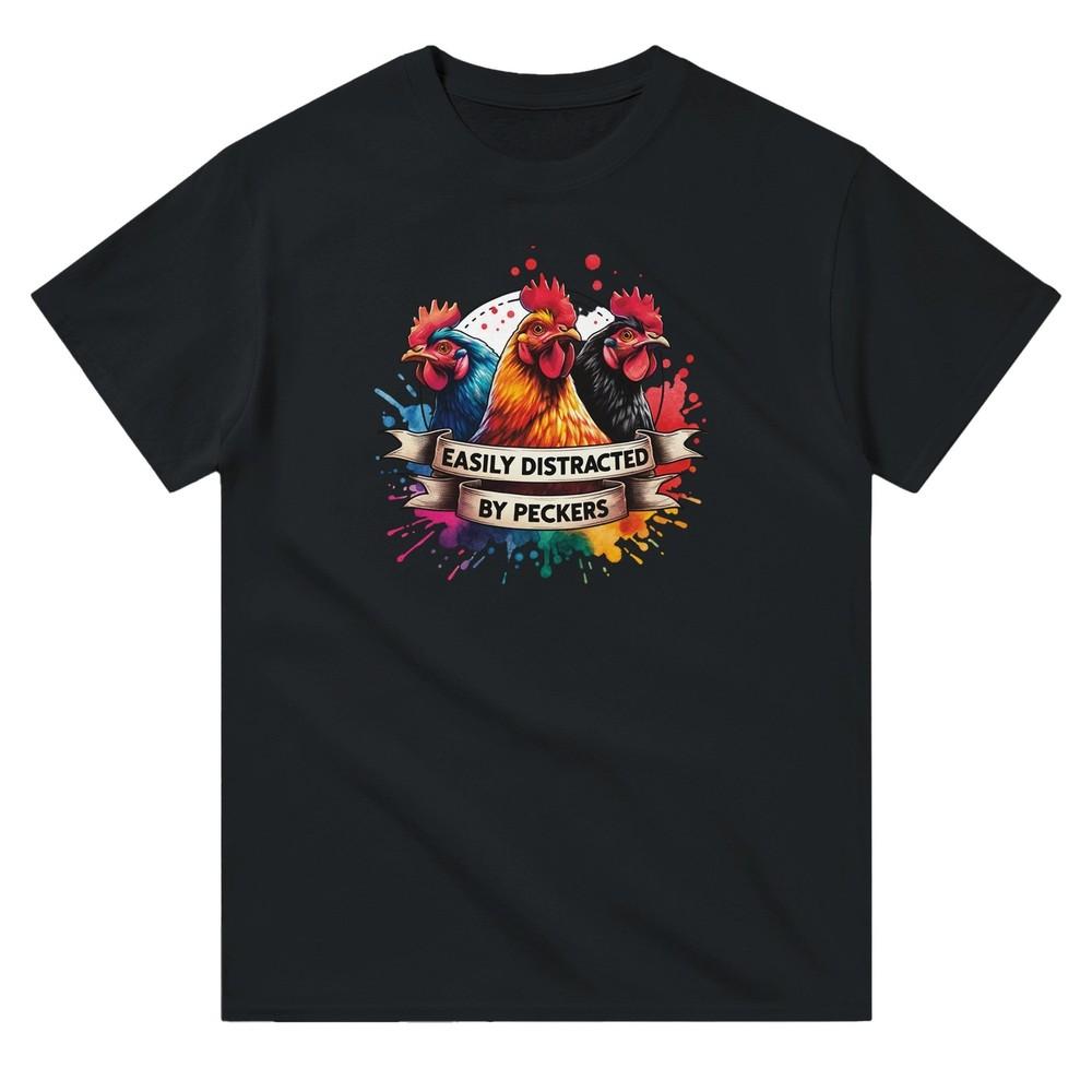 Easily Distracted By Peckers Heavyweight Cotton T-Shirt | Classic Fit & Durable Unisex T-Shirt L