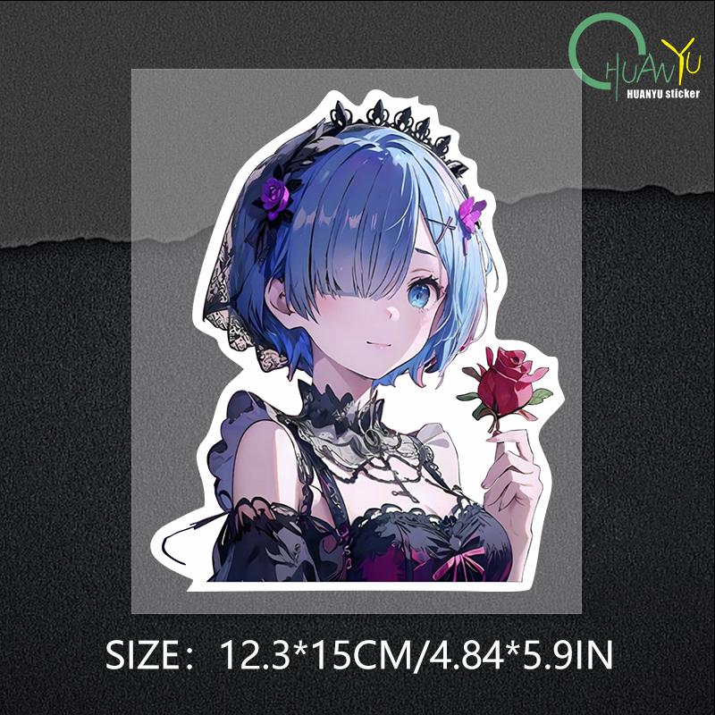Dark Cute Girl Anime Car Sticker Motorcycle Bumper Car Window Reflective Waterproof Sticker Car Sticker
