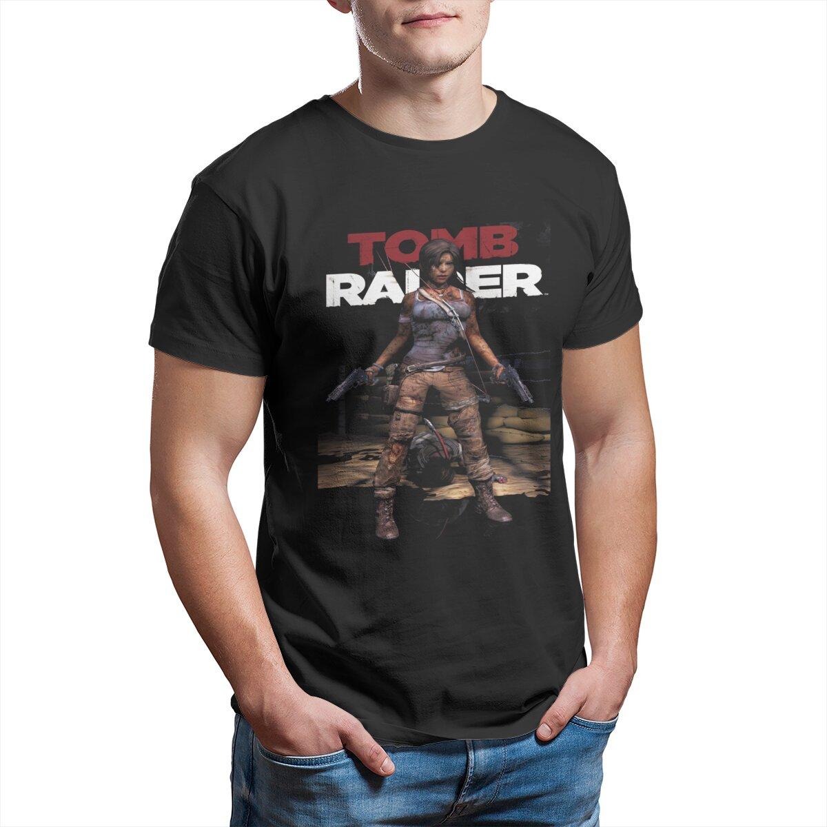 

Tomb raider Classic T Shirt for men Retro video game 90s gaming Lara Croft 100% Cotton Tops Novelty Plus Size T-Shirts 4XL