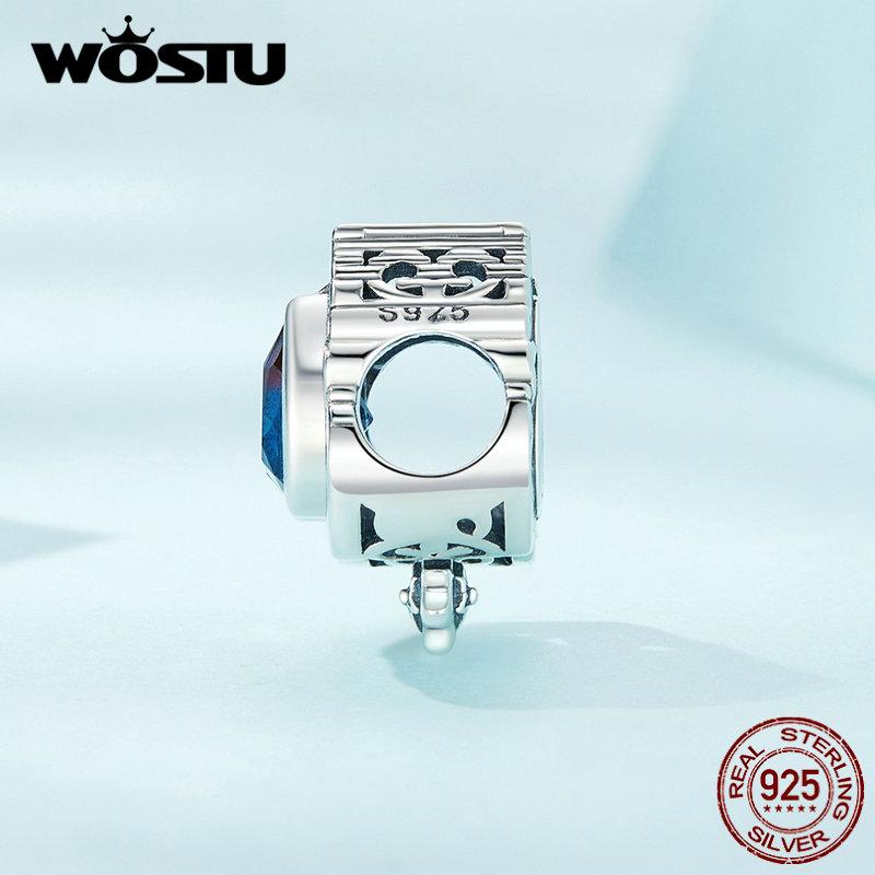 WOSTU 925 Sterling Silver Heart-shaped Spade Bead Charms for Women Bangle and Bracelet DIY Jewelry