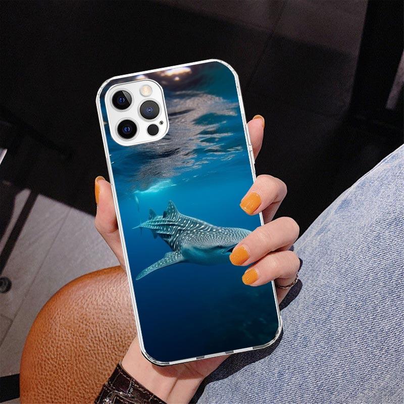 Ocean Whale Shark Phone Case For iPhone 17 Air 16 Pro Max 16E 15 + 14 Plus 11 12 13 Mini 7 8 SE Gift Print Cover Fundas
