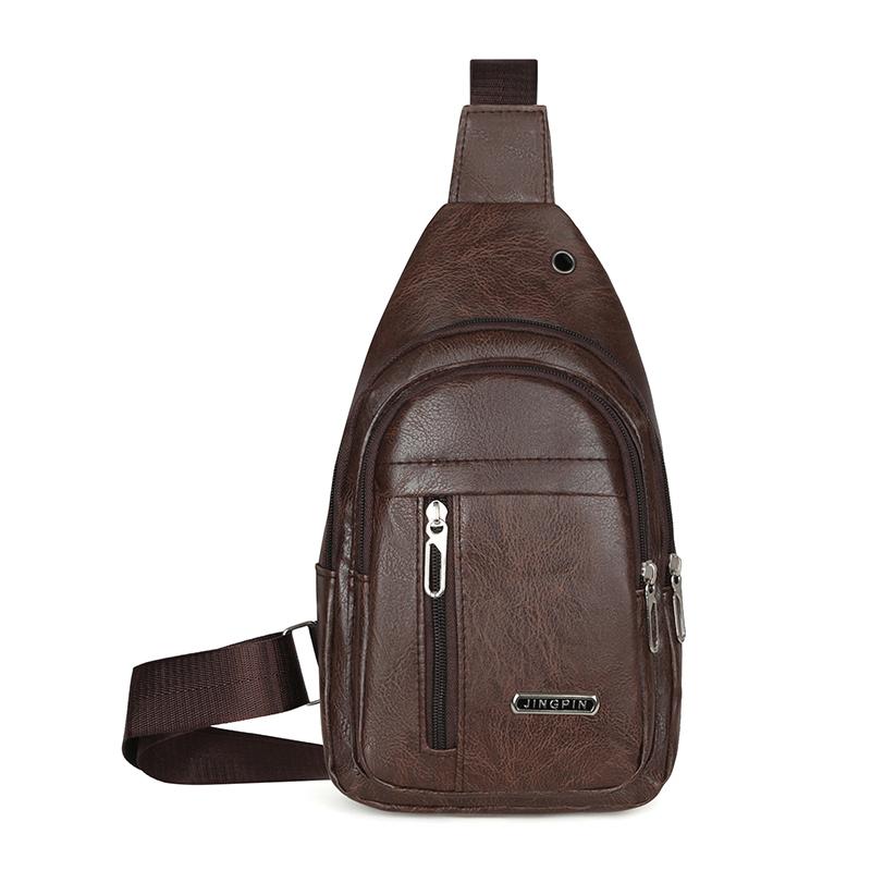 Luxury Soft Leather Men's Chest Bag Business Male Shoulder Crossbody Bag Multifunctional Sling Bag Man Mobile Phone Bag