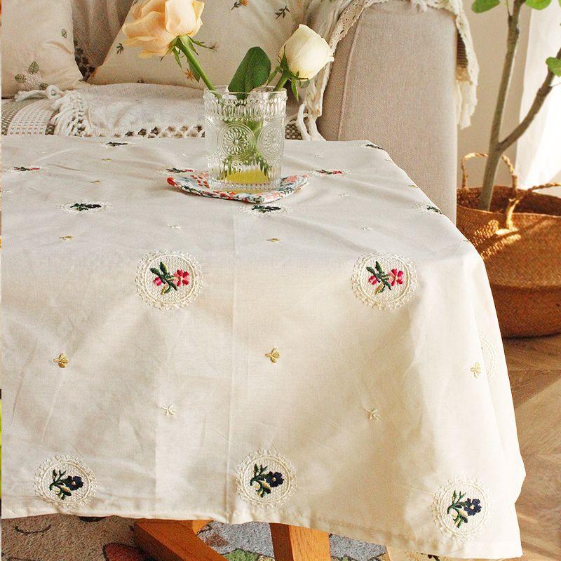 

Простая и свежая скатерть Японский вход Люкс Вышивка Прямоугольная скатерть для кофейного столика Покрытие для стола Полотенце Бежевая ткань Lolita Rose (Curl) 40*60cm