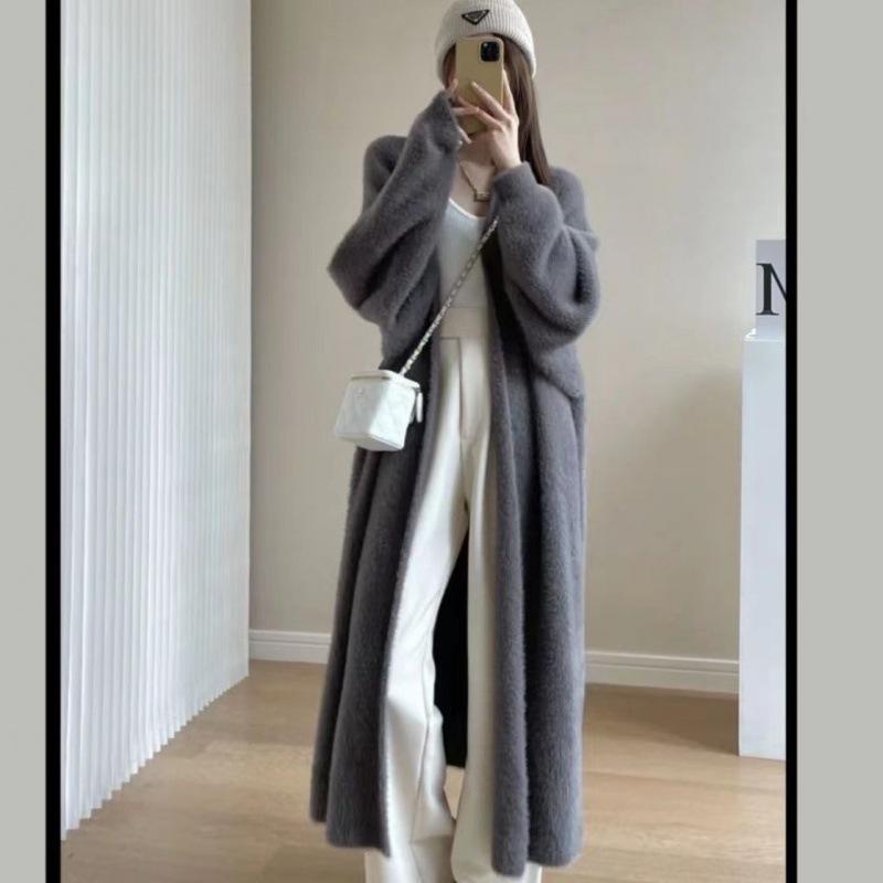 

Женский осенне-зимний вязаный кардиган средней длины one size fits all серый