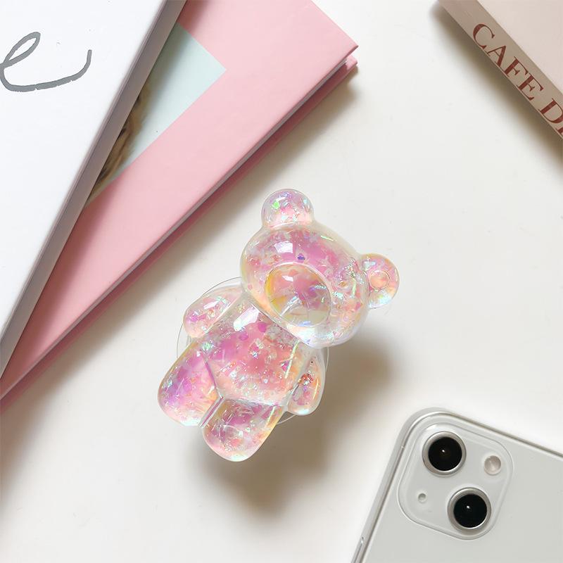 

Korean 3D Glitter Bear Cell Phone Holder Grip Tok Bracket for iPhone Samsung Xiaomi Foldable Car Folding Mobile Socket Stand