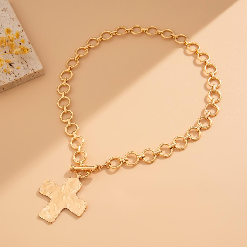 Ingemark Vintage Punk Big Cross Jesus OT Buckle Pendant Choker Necklace Women Trend Goth Metal Chain Grunge Jewelry Steampunk
