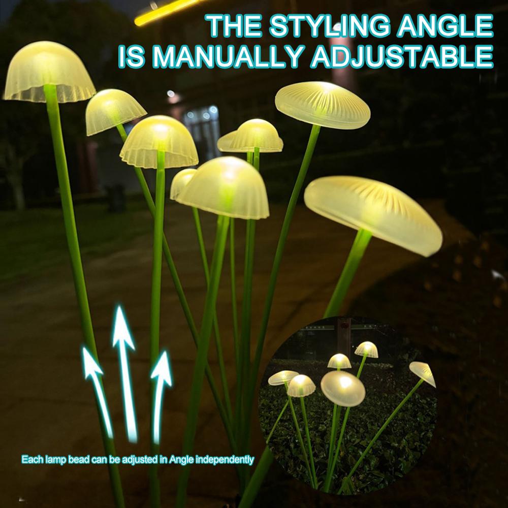 Outdoor Solar Silicone Garden Lights IP65 Waterproof Jellyfish Firefly Swing Lights LED Bi-Color Decoration Patio Holiday Party