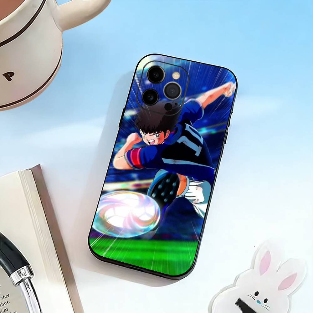 

C-Captain Tsubasa A-Anime Phone Case For iPhone 17,16,15,14,13,12,11 Plus,Pro Max,XS,Soft Silicone Black Cover iPhone12PROMAX