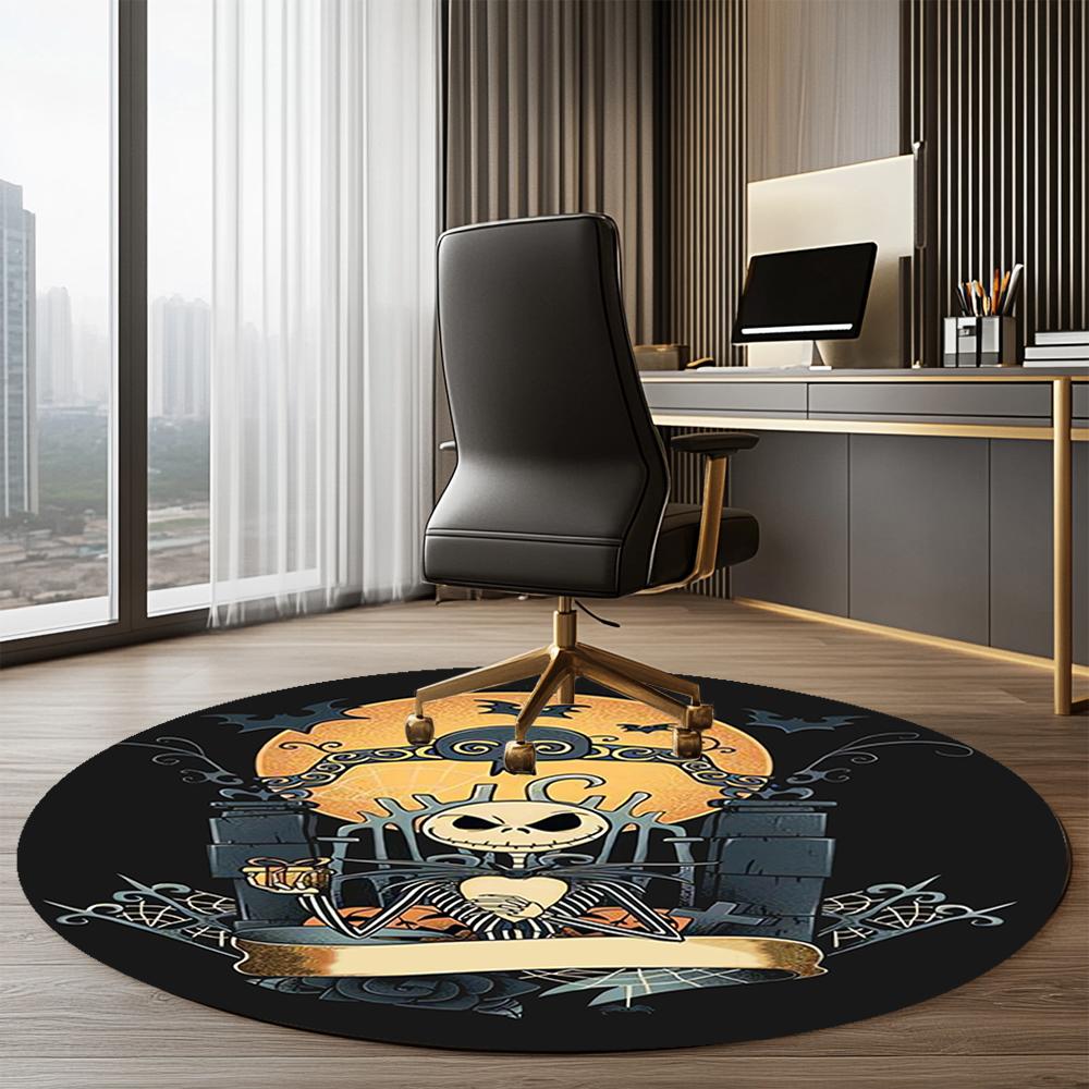 The Nightmare Before Christmas Printed Round Rug Carpet Chair Rug Area Rug Entryway Doormats,for Office Chair Living Room Bedroom Kitchen Room.
