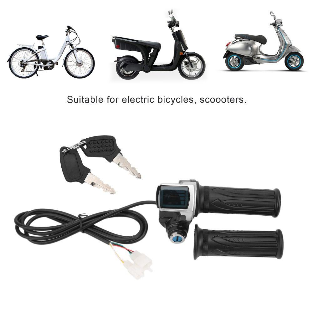 LCD Display 48V Half Twist Throttle LED Indicator Handle Grips  Electric Bike