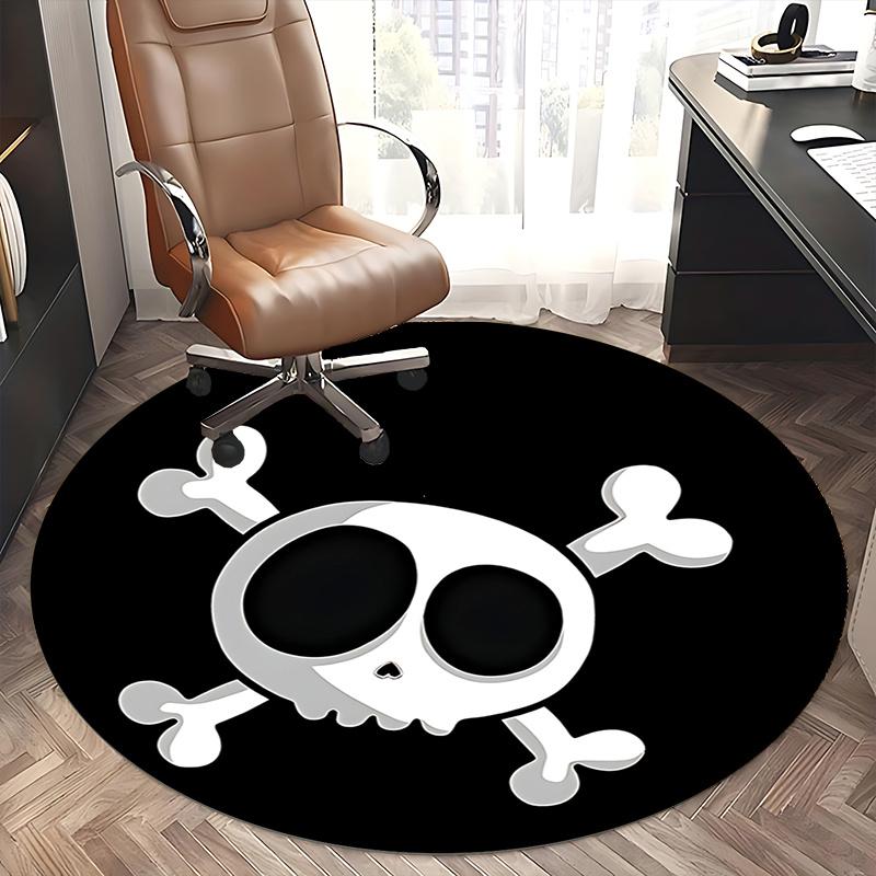 Totenkopf und gekreuzte Knochen Stuhlmatte - Runder Teppich für Heimdekoration, Bürogebrauch, Schlafzimmer, Wohnzimmer, Geschenkidee0489b