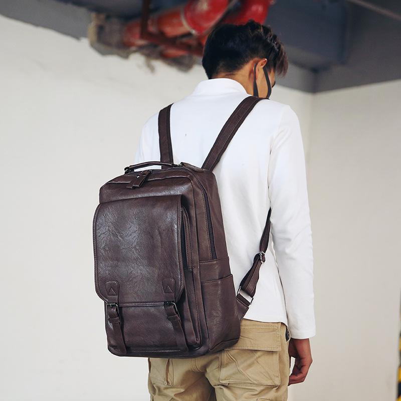 leather work backpack mens