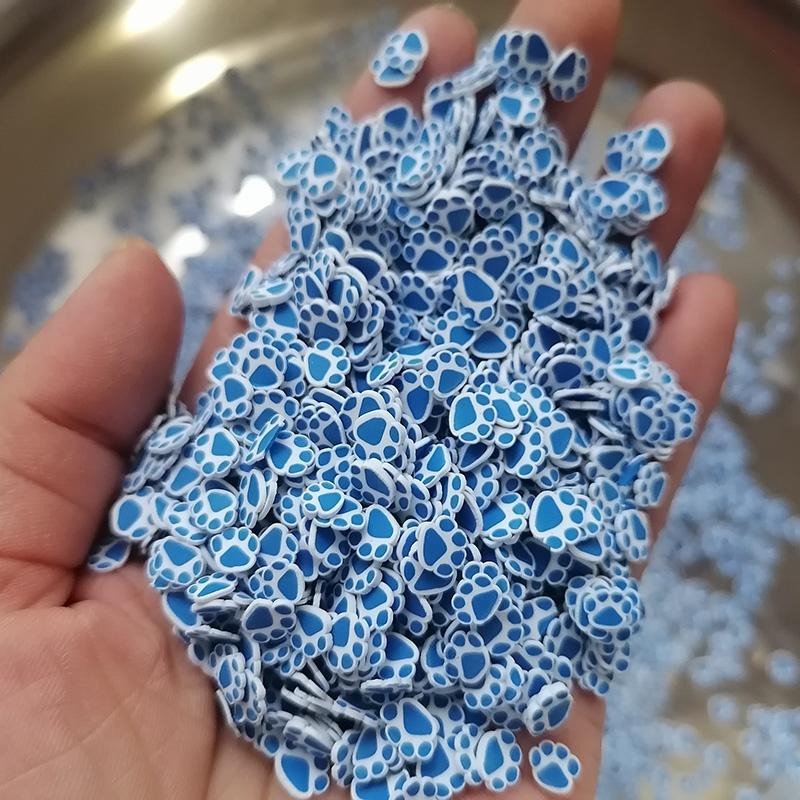 1KG DIY Craft Slime Filler Animal Polymer Clay Slices Cat Claw Pad Bear Paw Acrylic Rhinestone Mixture Polymer Clay Sprinkles