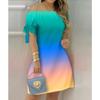 Women's Casual Fashion Home Gradient One Shoulder Dress