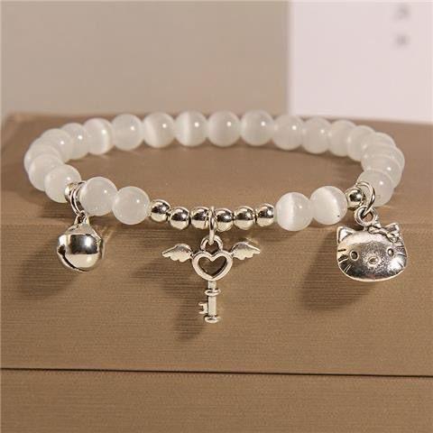 Милый браслет кошка Хелло Китти, кольцо с бусинами, колокольчик, любовь, парный, для девушки, браслет, браслет