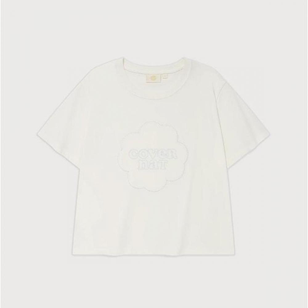 

CovernaT Women Crop CloverhearT PaTchwork T shirT B1 CO2502ST76 WH WM