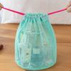 Portable Travel Nylon Mesh Cosmetic Bag Drawstring Drainage Storage Bag for Swimming And Bathing Single Color Pattern