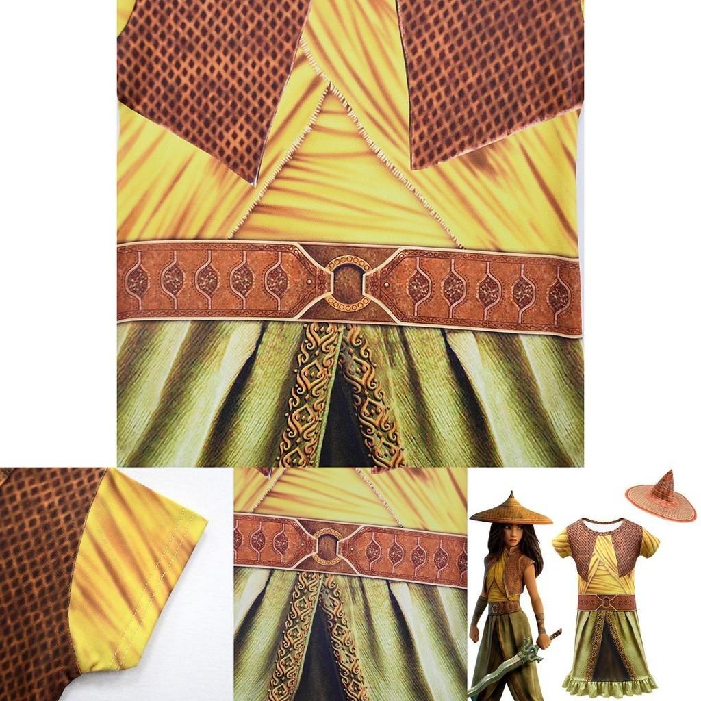 Enchanting Raya And The Last Dragon Girls Printed Short Sleeve Cosplay Fancy Dress Costume