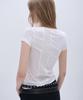 PLACE STUDIO Back Cross Lace Contrast Basic Semi-Crop Women'S Short Sleeve T-Shirt [White]