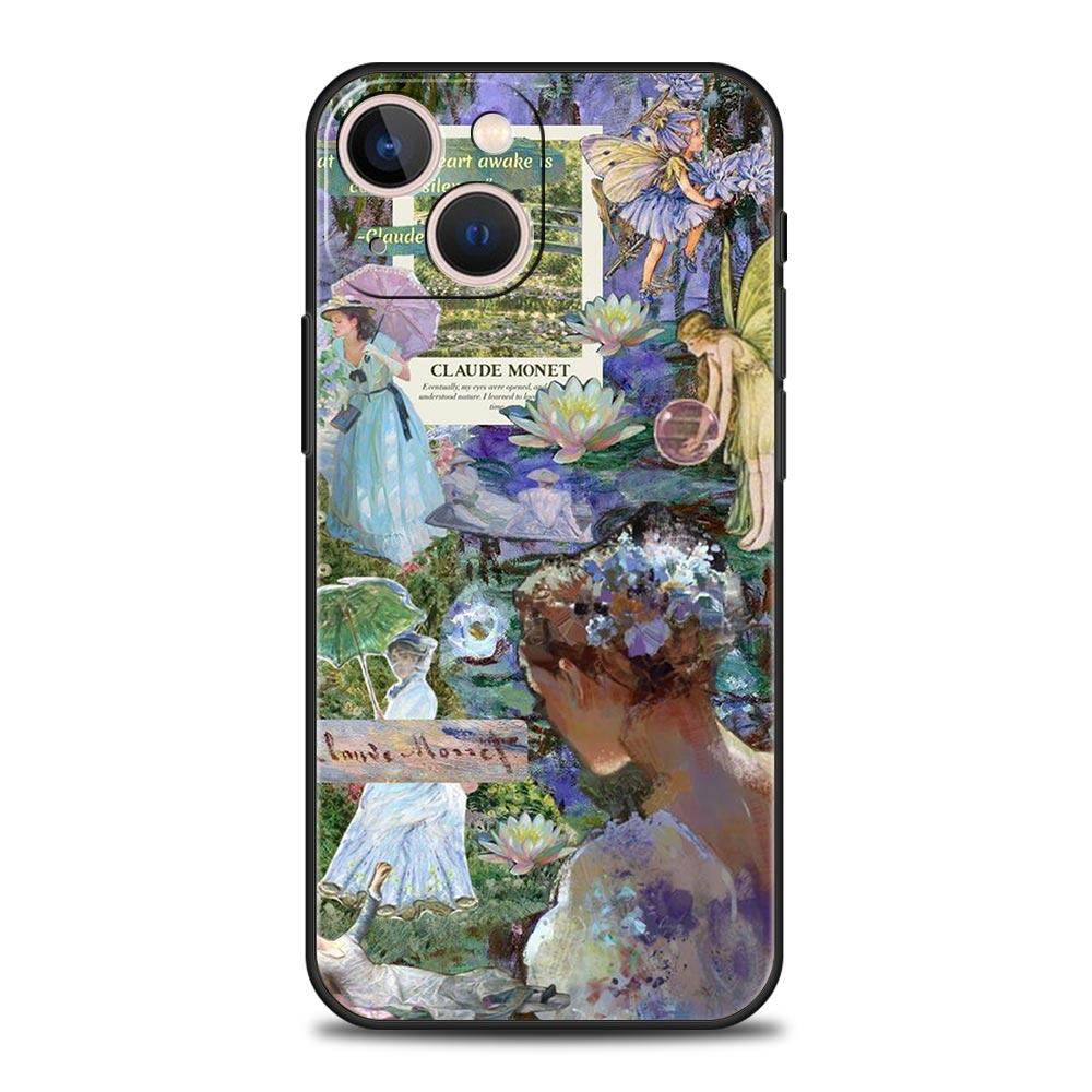 Claude Monet Art Phone Case For iPhone 17 16 15 Pro Max 11 12 13 14 7 8 Plus SE 2020 X XR XS Cover Soft Black
