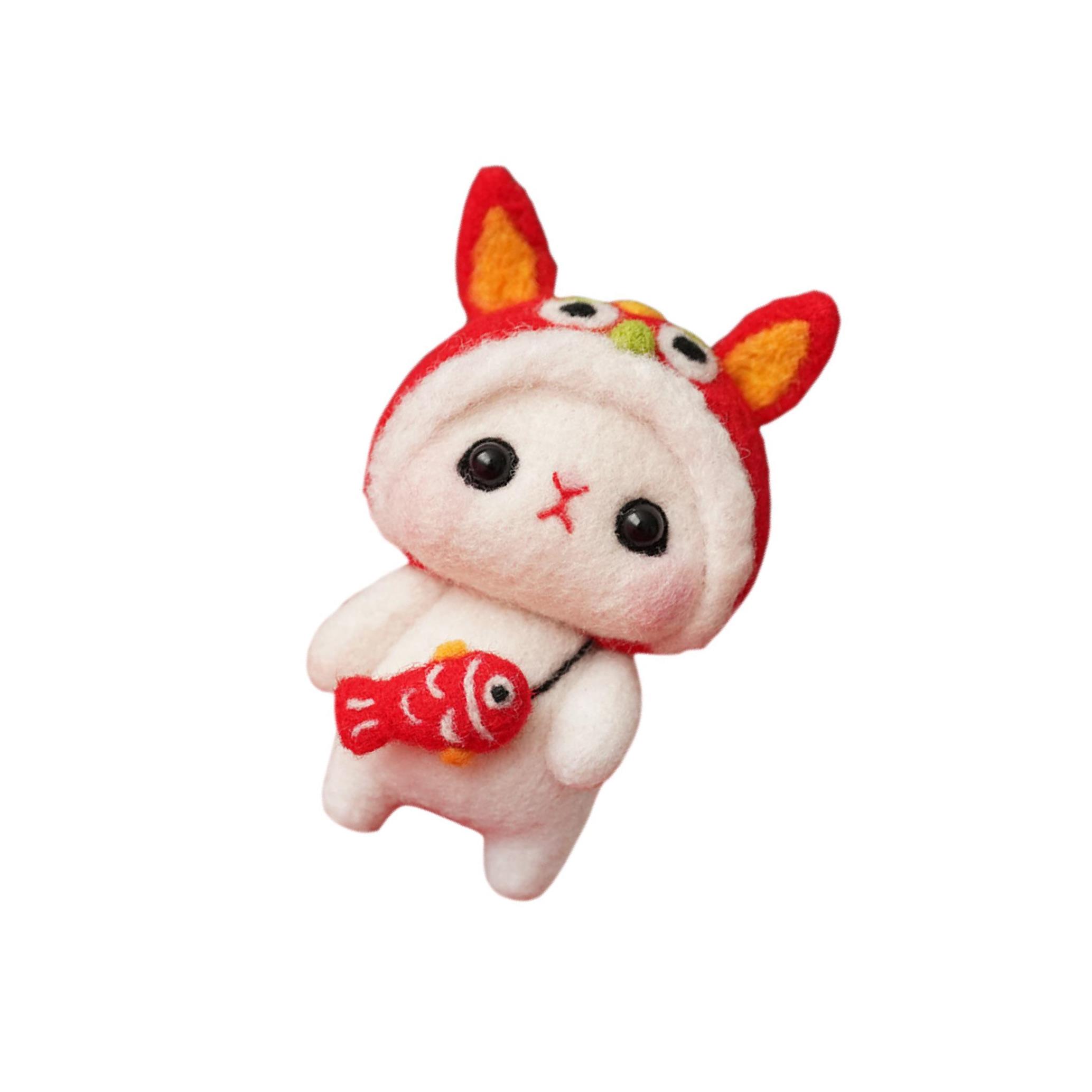 

Набор для валяния с иглами «Кролик» с инструментами, брелок в виде куклы-зверька, подарок на праздник