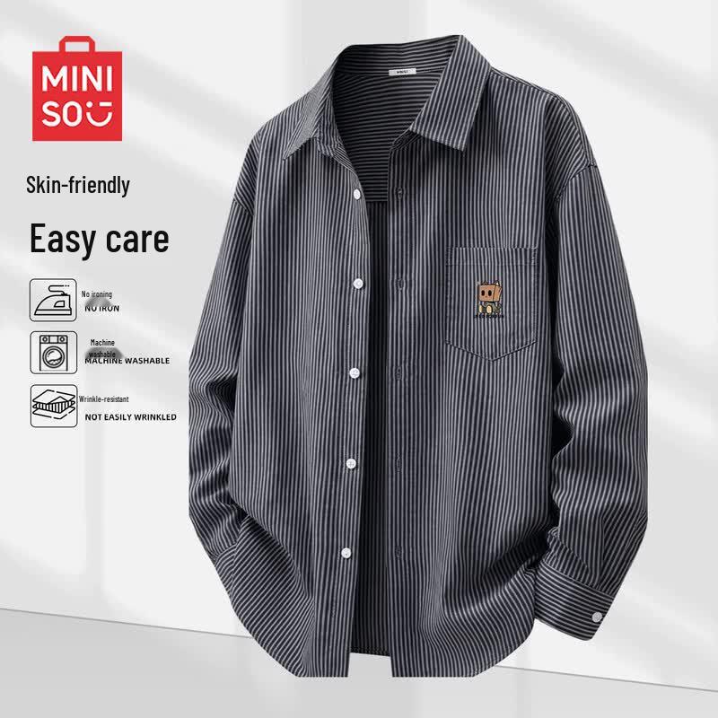 MINISO Men's Versatile Striped Oxford Shirt