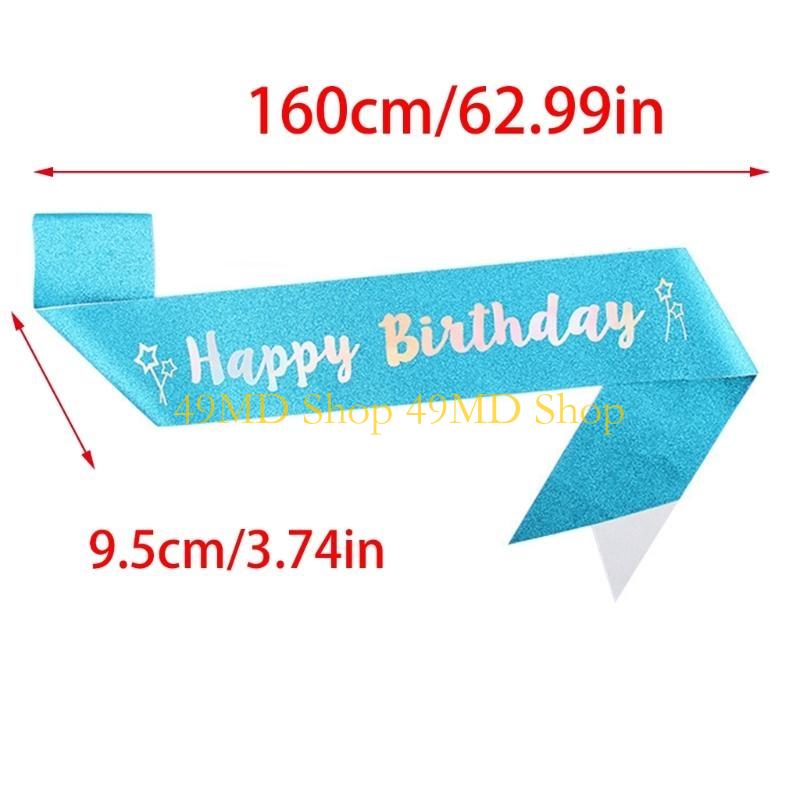 49MD 2pcs Birthday Party Crystal Tiaras and Sash Set for Women Fashion Hair Accessory