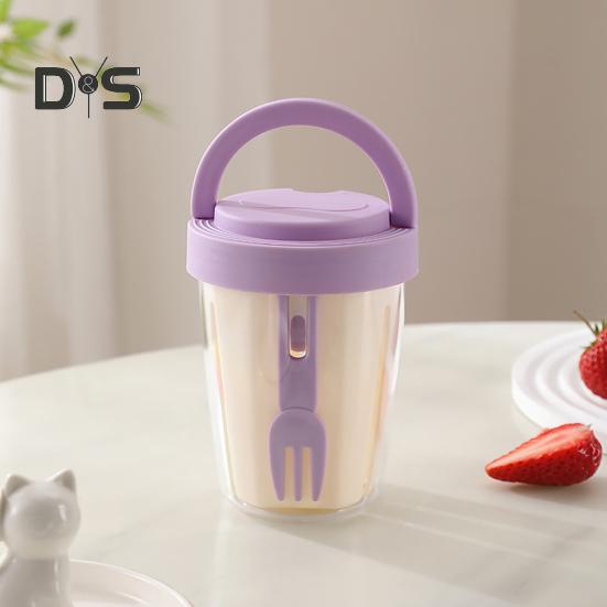 Cană pentru salată 501-600ml, design portabil, etanș, pentru salată, cu lingură, sistem de drenaj îmbunătățit